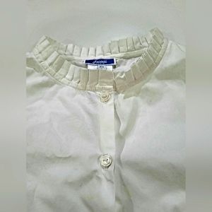 Jacadi Paris Blue Button Down Cardigan + Ruffle Collar Shirt Size 10-12 Like New